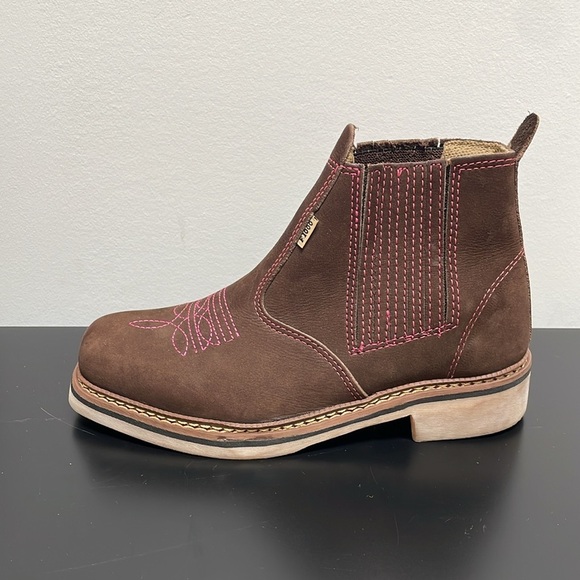 Cowboy Riding Rodeo Boot Square Toe Short Shaft coffee brown pink womens US6 - Picture 5 of 12